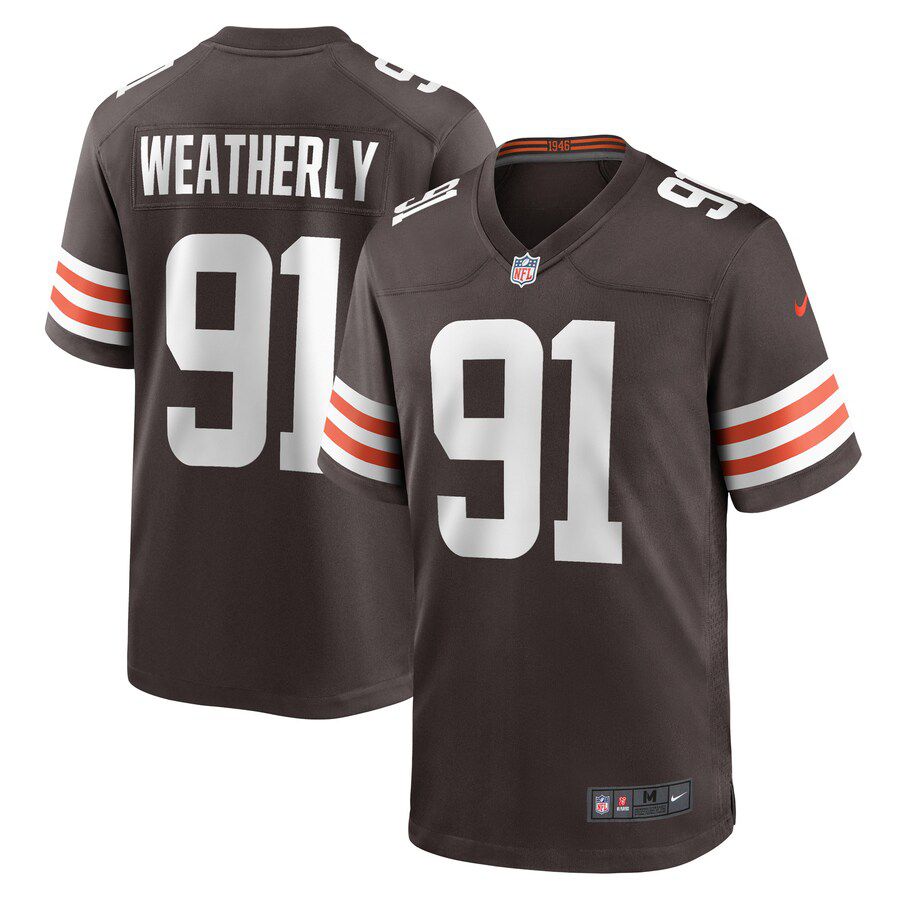 Men Cleveland Browns #91 Stephen Weatherly Nike Brown Game Player NFL Jersey